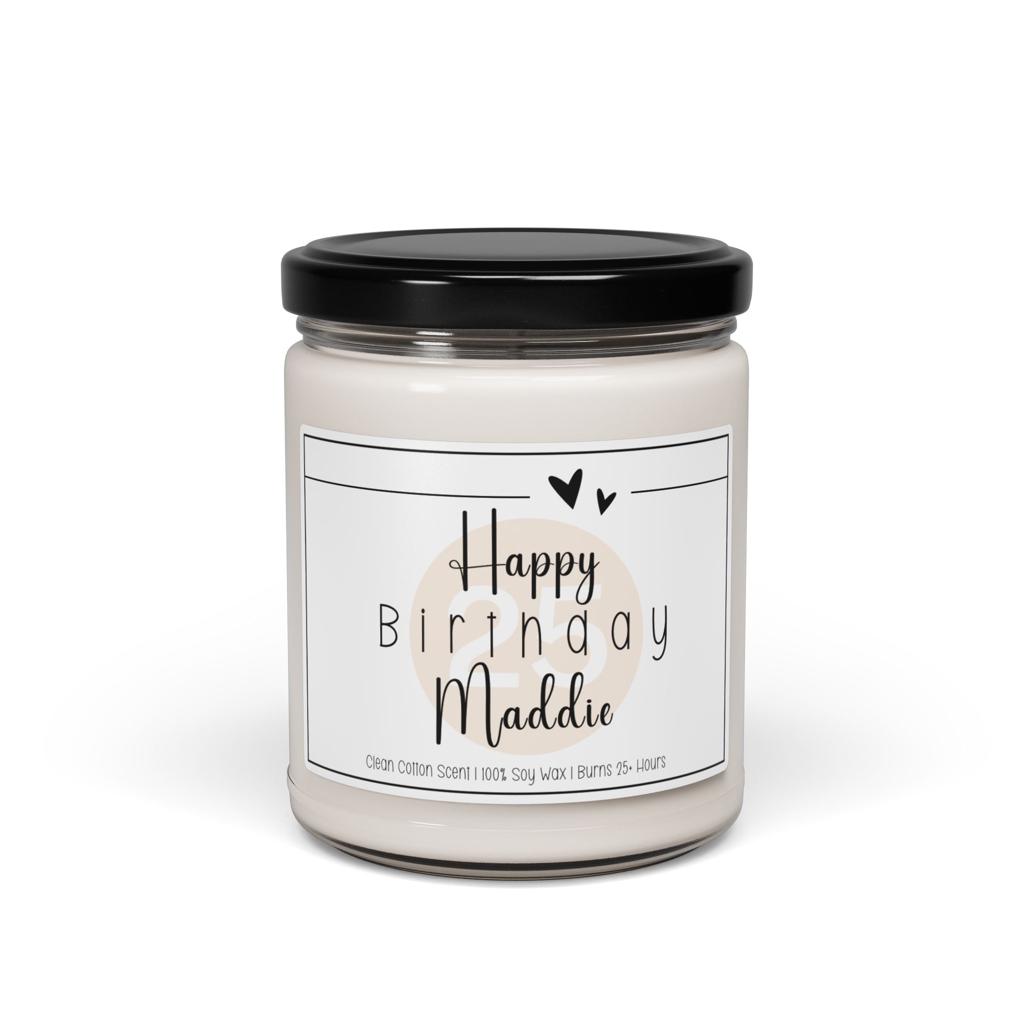 Personalized Happy Birthday Candle – Custom Name Birthday Gift, Scented Soy Candle, Gift for Her, Clean Cotton Candle, Custom Birthday Candle