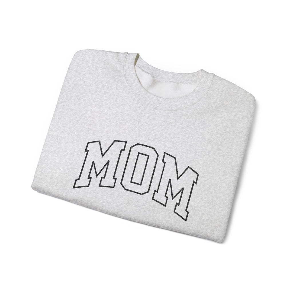Embroidered MOM Sweatshirt – Personalized Name Sleeve Crewneck, Custom Embroidered Mom Gift, Cozy Unisex Pullover