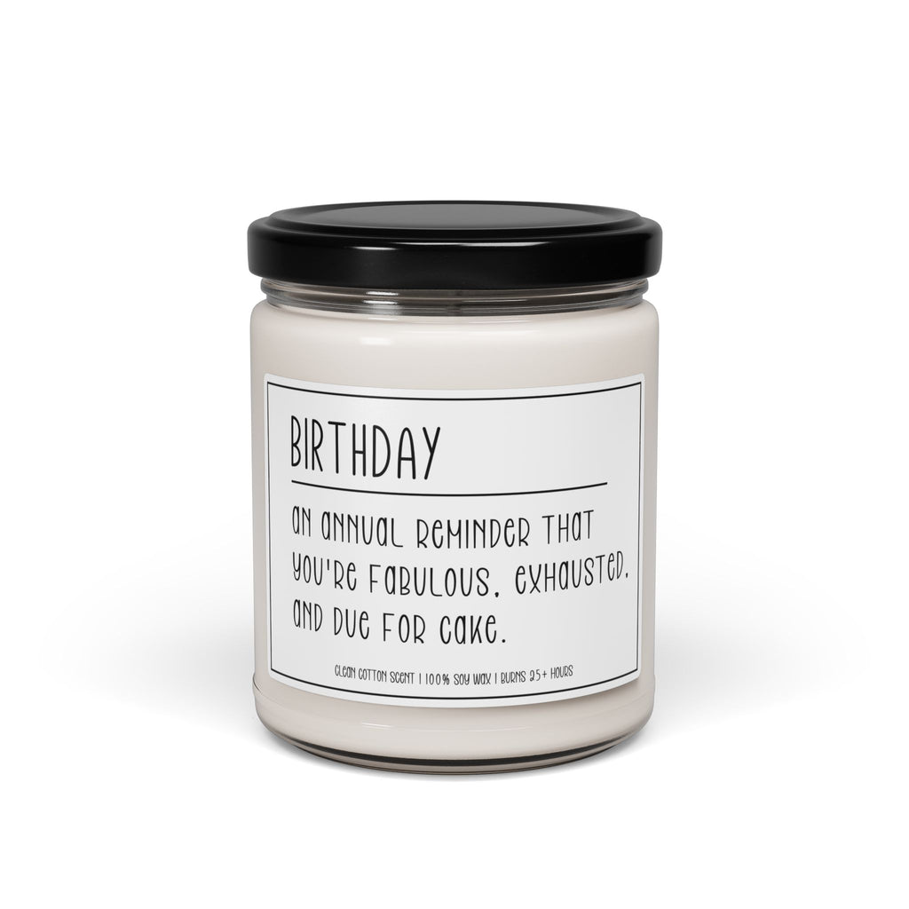 Birthday Candle – Funny Birthday Gift for Her, Scented Soy Candle, Gift for Friend, Clean Cotton Candle, Birthday Definition Candle