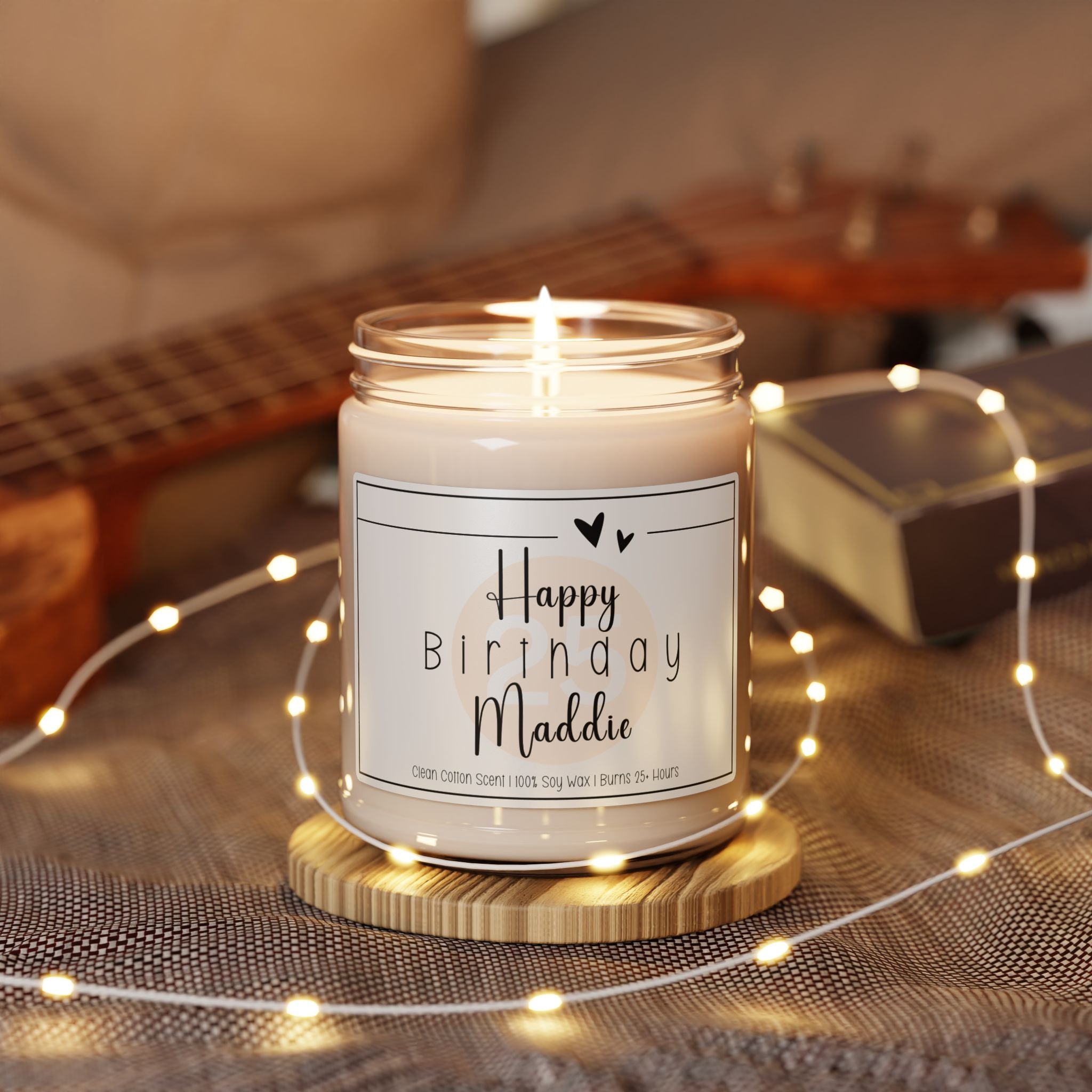 Personalized Happy Birthday Candle – Custom Name Birthday Gift, Scented Soy Candle, Gift for Her, Clean Cotton Candle, Custom Birthday Candle