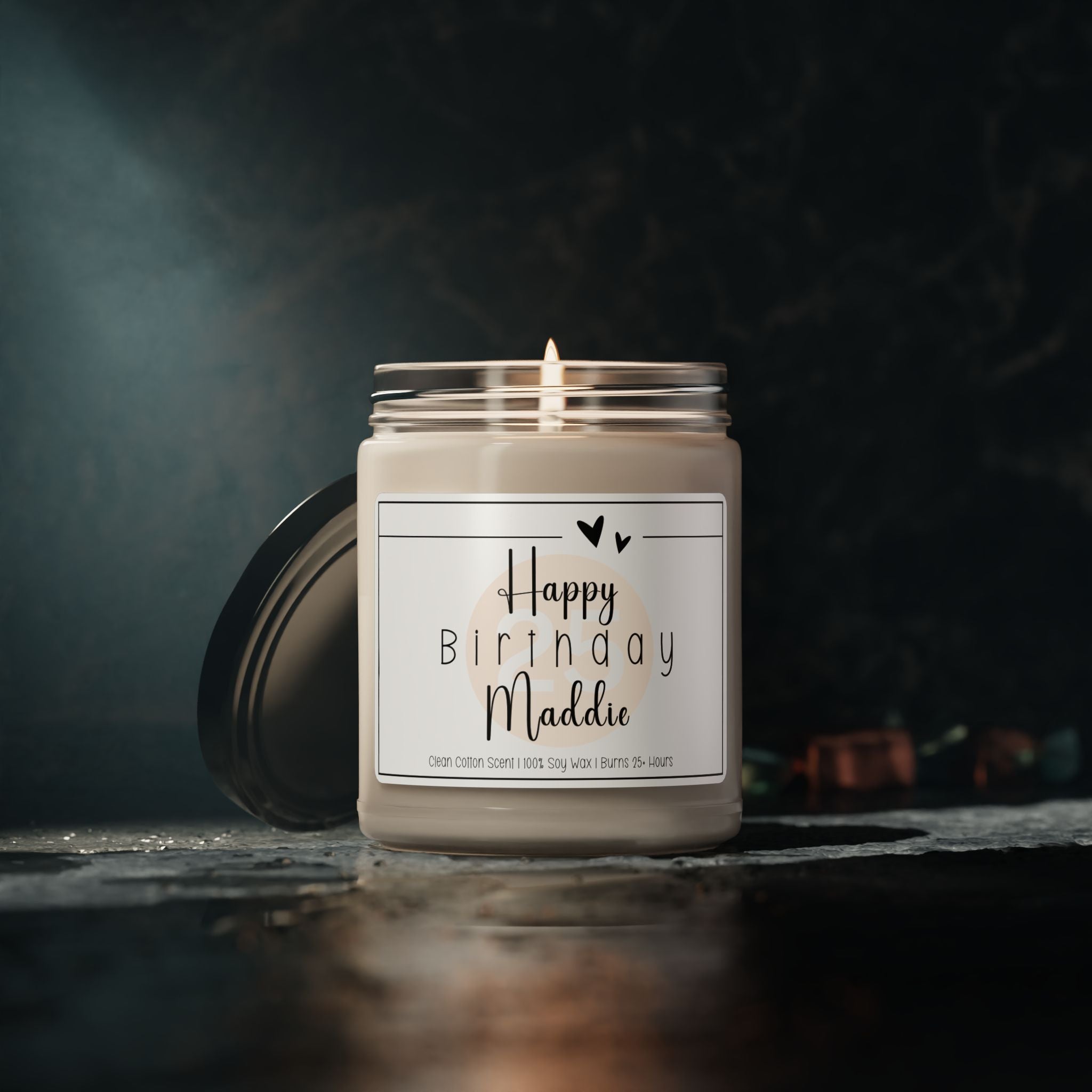 Personalized Happy Birthday Candle – Custom Name Birthday Gift, Scented Soy Candle, Gift for Her, Clean Cotton Candle, Custom Birthday Candle