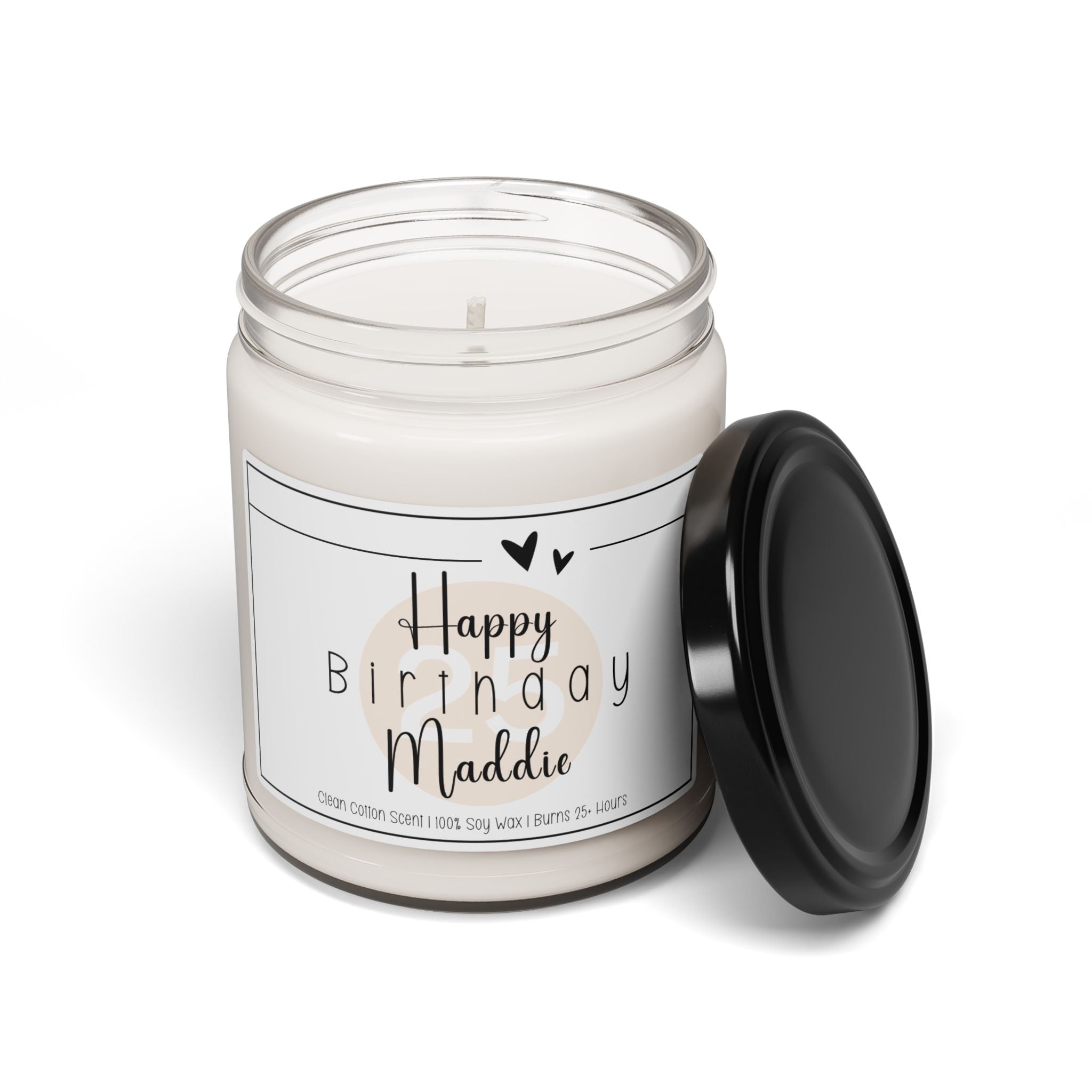 Personalized Happy Birthday Candle – Custom Name Birthday Gift, Scented Soy Candle, Gift for Her, Clean Cotton Candle, Custom Birthday Candle