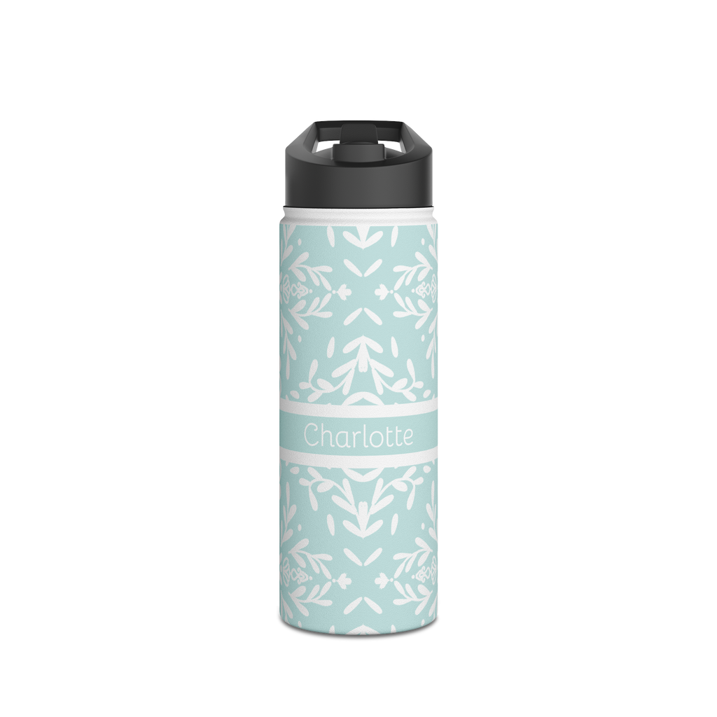 Personalized Floral Stainless Steel Water Bottle