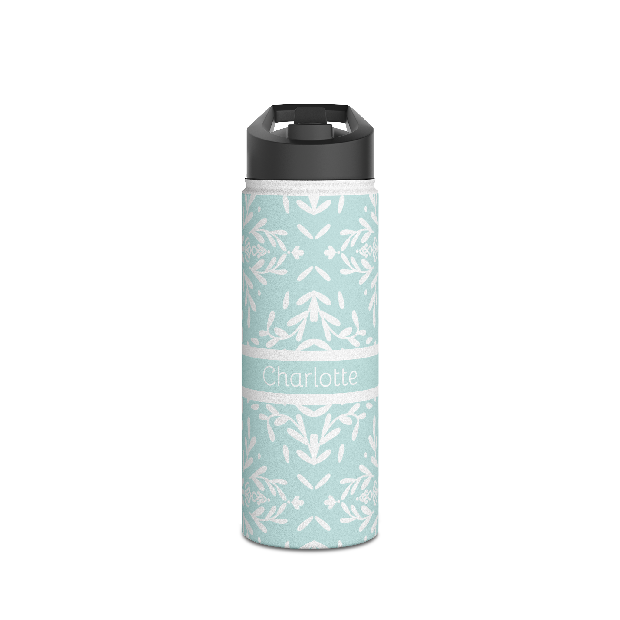 Personalized Floral Stainless Steel Water Bottle