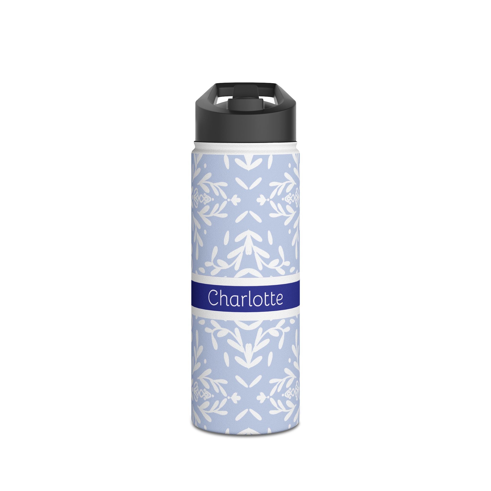 Personalized Floral Stainless Steel Water Bottle
