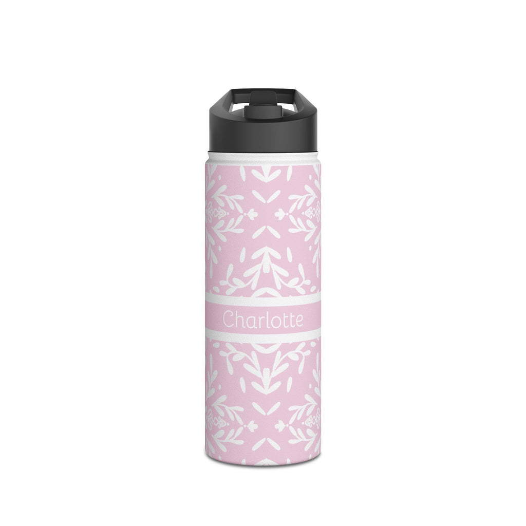 Personalized Floral Stainless Steel Water Bottle