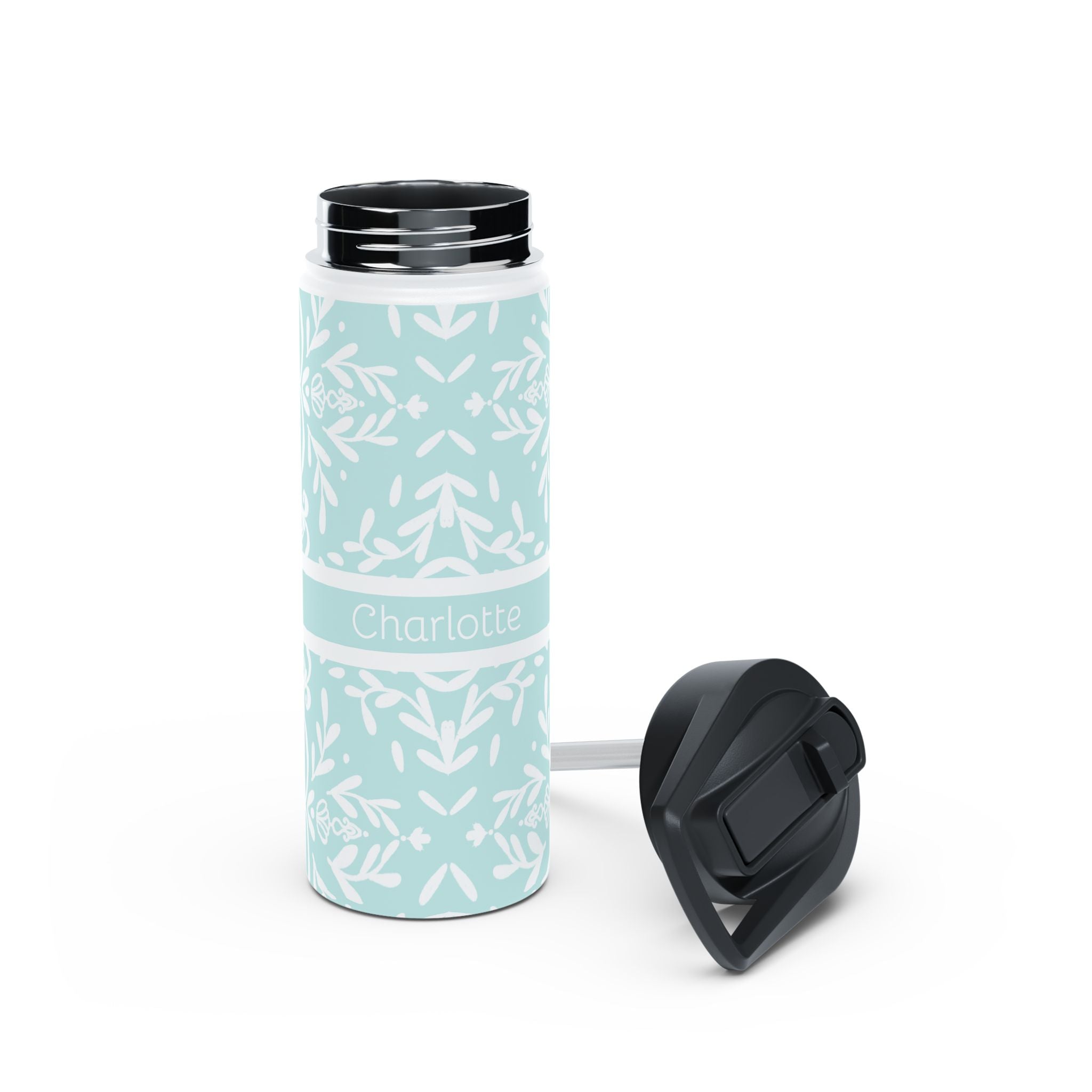 Personalized Floral Stainless Steel Water Bottle
