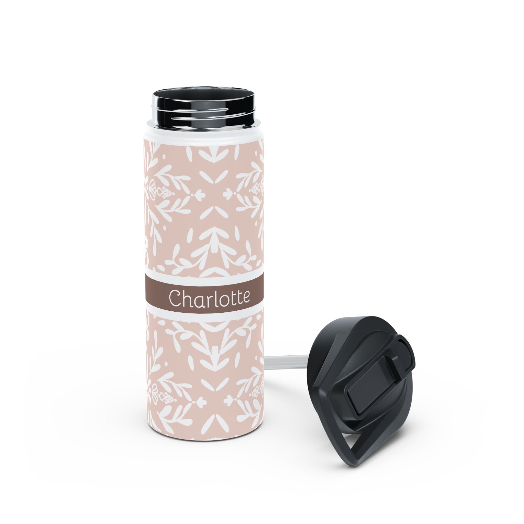 Personalized Floral Stainless Steel Water Bottle